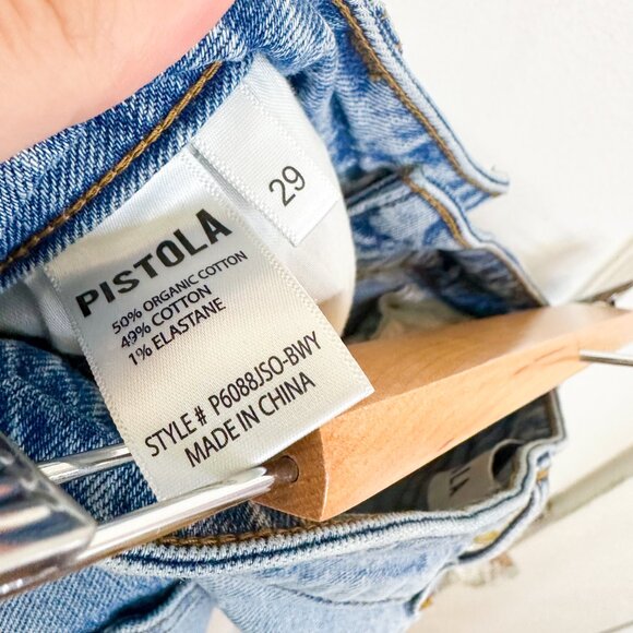 Pistola | High‎ Rise Slim Straight Leg Raw Hem Ankle Jeans Light Wash Size 29 - Picture 6 of 6
